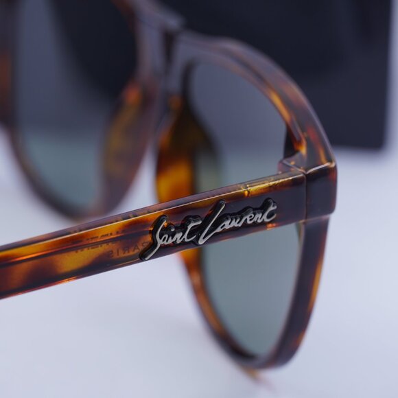 Saint Laurent SL334 003 Aviator Sunglasses - Havana/Green - Picture 5 of 9